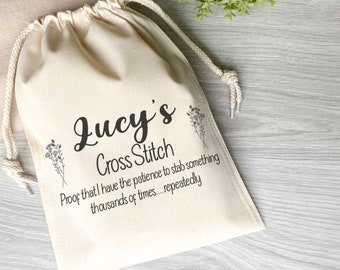Personalised Cross Stitch Bag - Ideal for storing projects, supplies and floss