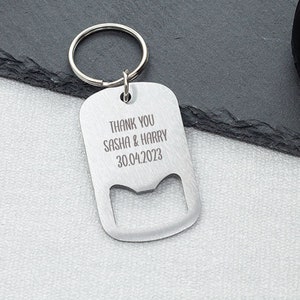 Personalised Bottle Opener Keyring Wedding Party Groomsman Groom Gift Metal Engraved Keyring image 2