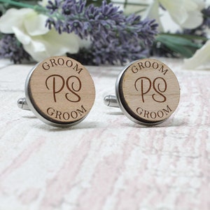 Personalised Cufflinks Role with Initials Wedding Cufflinks Groom Best Man Father of the Bride image 3