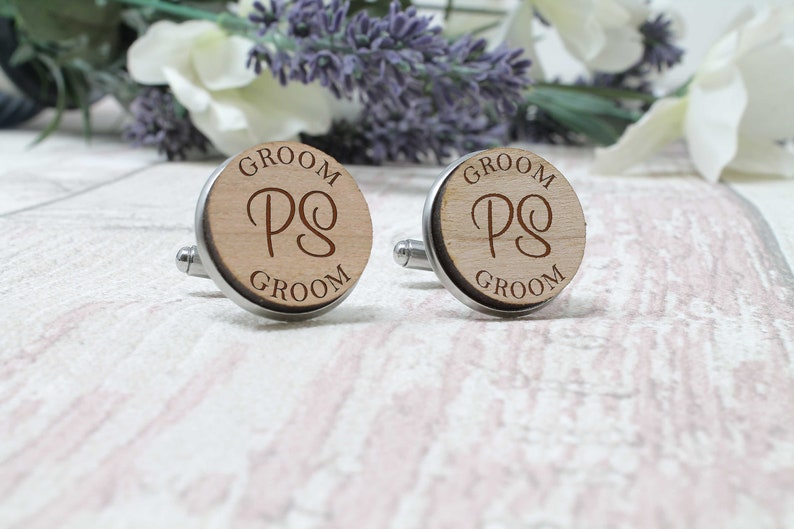 Personalised Cufflinks Role with Initials Wedding Cufflinks Groom Best Man Father of the Bride image 3