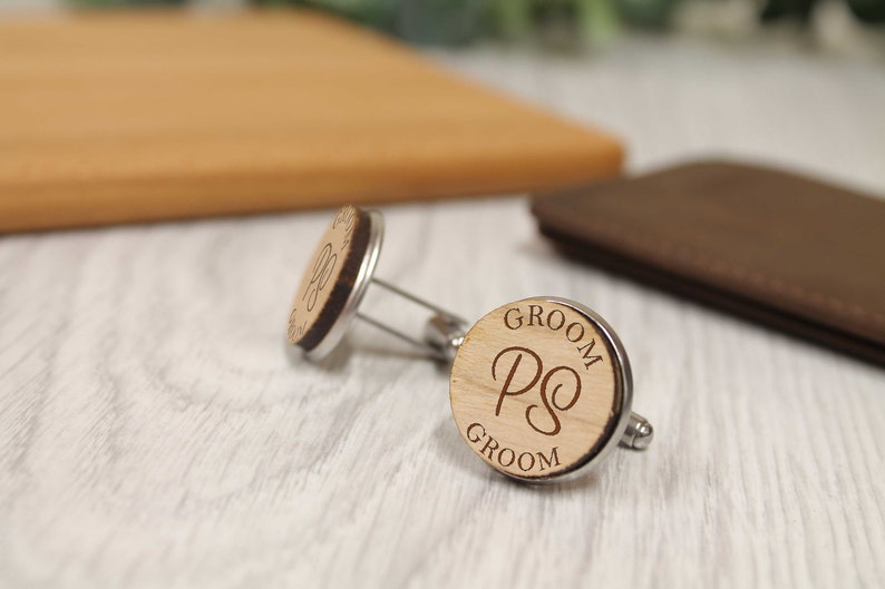 Personalised Cufflinks Role with Initials Wedding Cufflinks Groom Best Man Father of the Bride image 1