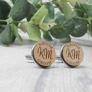 Personalised Cufflinks Role with Initials Wedding Cufflinks Groom Best Man Father of the Bride image 2