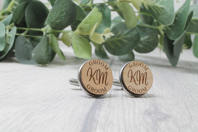 Personalised Cufflinks Role with Initials Wedding Cufflinks Groom Best Man Father of the Bride image 2