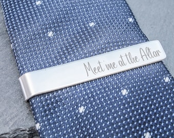 Personalised Tie Clip Engraved With Custom Own Message - a Great Idea For Weddings, Anniversaries, Birthday