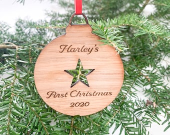Prima decorazione dell'albero di Natale personalizzata del bambino / Natale Bauble / Nuovo regalo di Natale per bambini