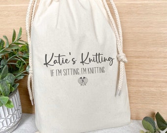 Personalised Knitting Project Storage  - Canvas Craft Organiser Bag