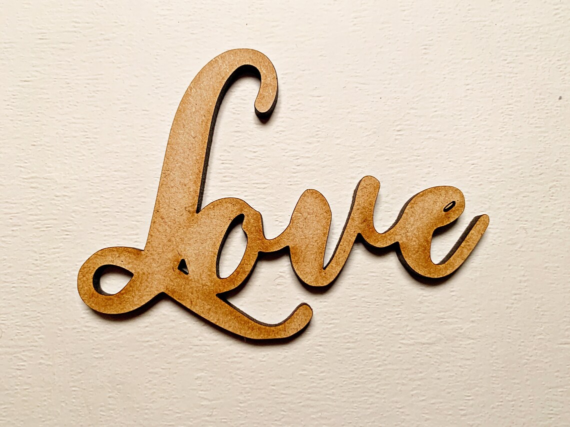 Script Love Wooden Sign Sizes 7.5cm 20cm Height Wall Art Etsy