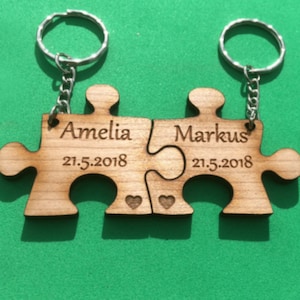 Personalised Keyrings Set of 2, To Celebrate An Anniversary, Wedding Present. A Great Gift For Couples, Valentine’s Gift For Him Or Her