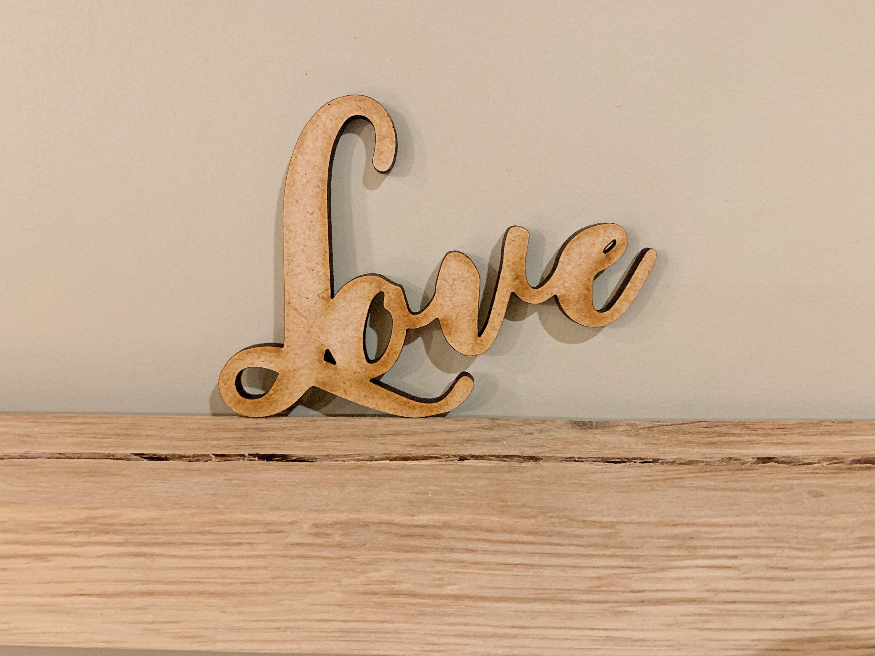 Script Love Wooden Sign Sizes 7.5cm 20cm Height Wall Art Etsy