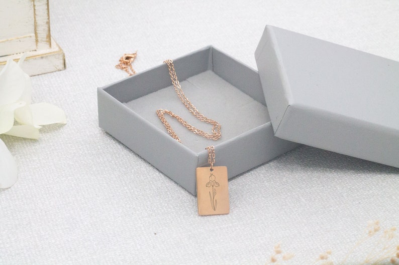 Personalised Birth Month Necklace With Custom Message on Back Bridemaid Gift, Engraved Jewellery, Mother's Day Gift, Gift Box image 7