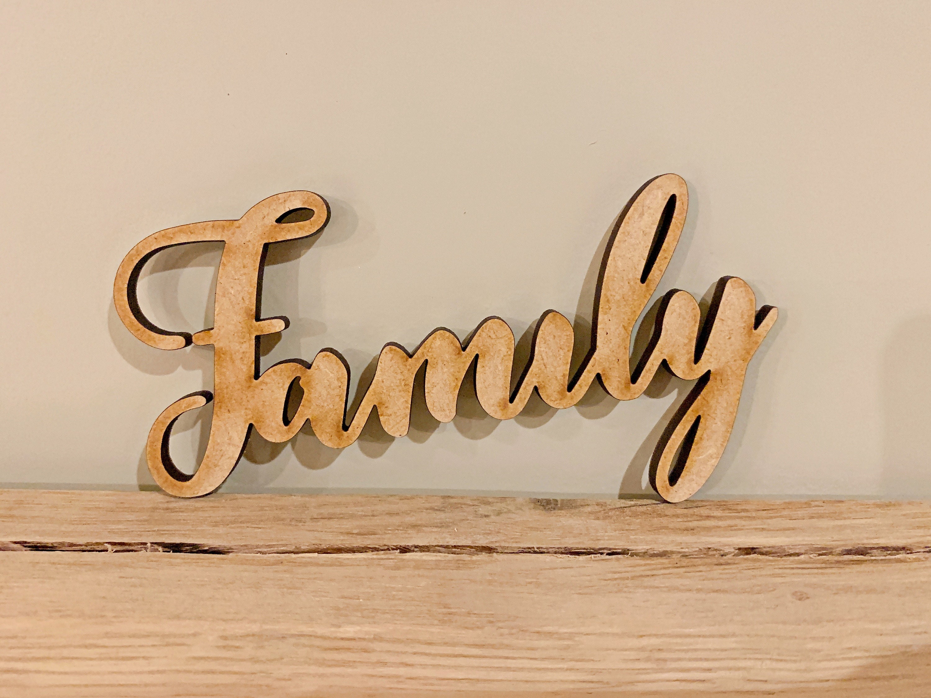 Script Family Wooden Sign Sizes 7.5cm 20cm Height Wall Art Etsy UK