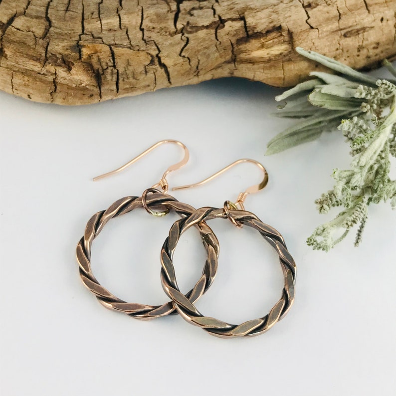 Bronze Twisted Hoop Earrings 8th or 19th Bronze Wedding Etsy UK