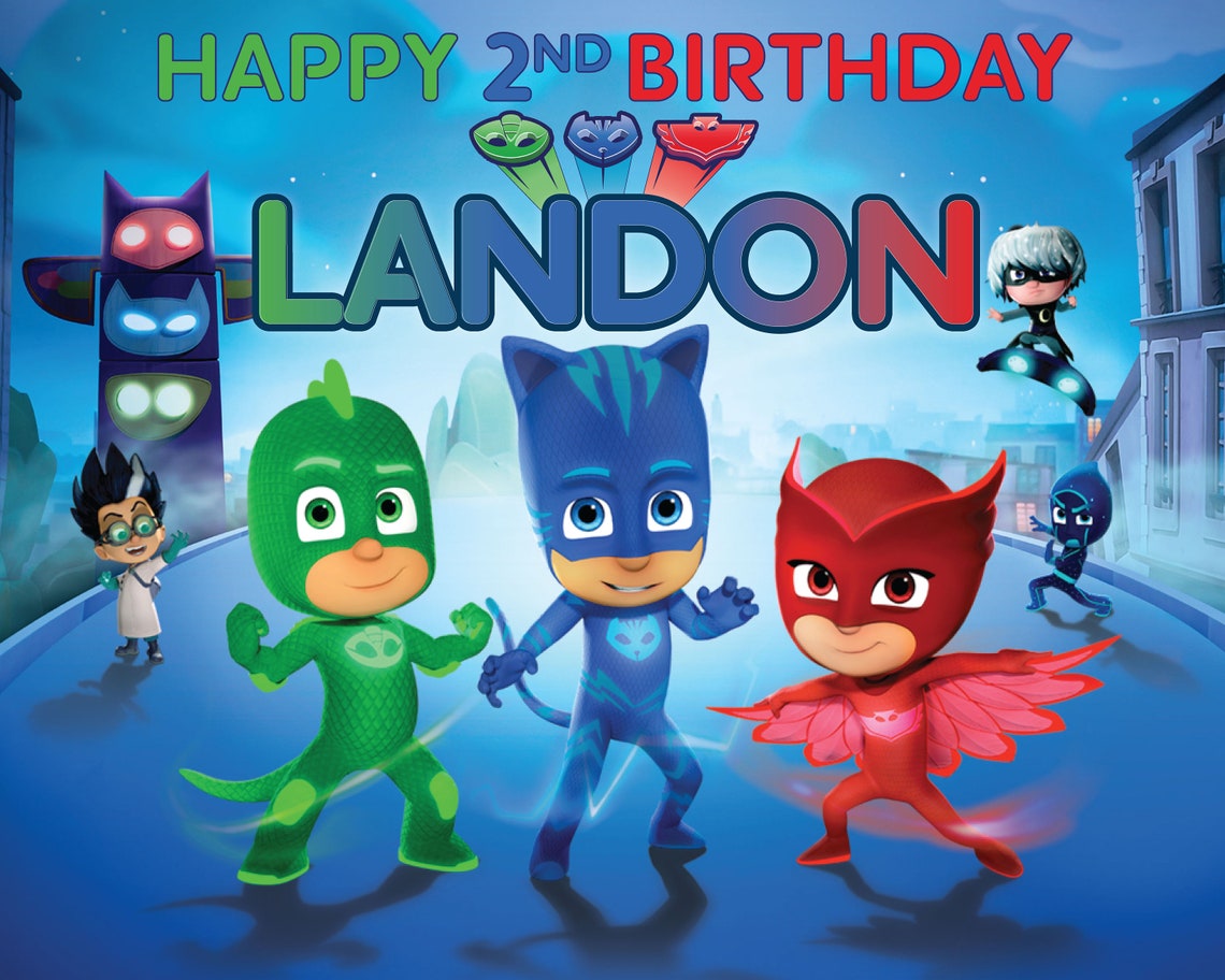 PJ Masks Birthday Banner DIGITAL FILE Etsy