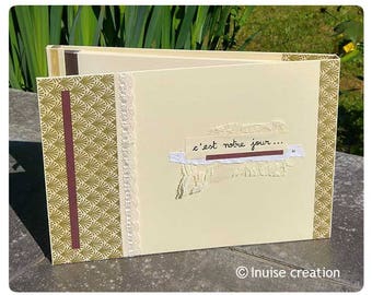Album photo, album de mariage "c'est notre jour" personnalisable - dentelle, ruban, strass