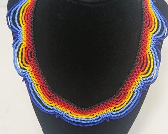 Colorful Embera Seed Bead Necklace Columbian Indigenous Jewelry