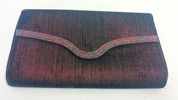Saks Fifth Avenue Burgandy handbag Clutch designed by Coblentz. Evening bag