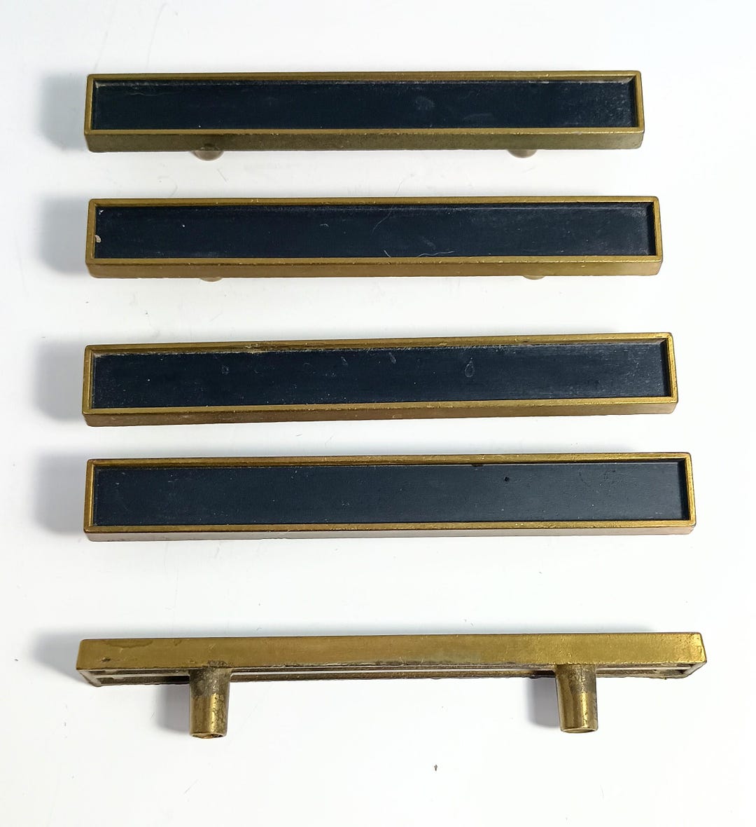 Mid Century Drawer Pulls X 5 Brass & Black 5" - Etsy