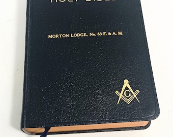Vintage 1932 Masonic Bible: King James Version, Black Leather