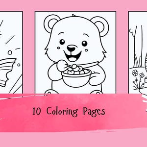 Cute Bears 10 coloring pages instant PDF digital download only, relaxation therapy