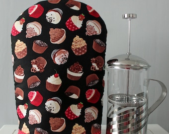 French Press Cafetiere Cosy, Insulated Cupcakes Cafetiere Cosy, two sizes available