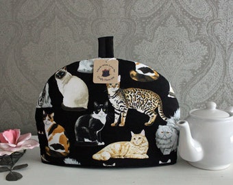 Tea cosy, tea cosy for tea pot, Cat design insulated tea cosy