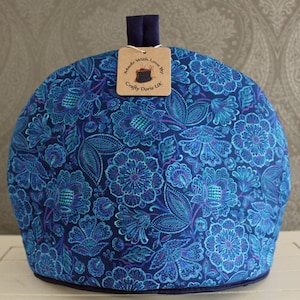 Tea Cosy, blue Jacobean flowers handmade insulated Tea Cozy for teapot, SMALL, MEDIUM, LARGE