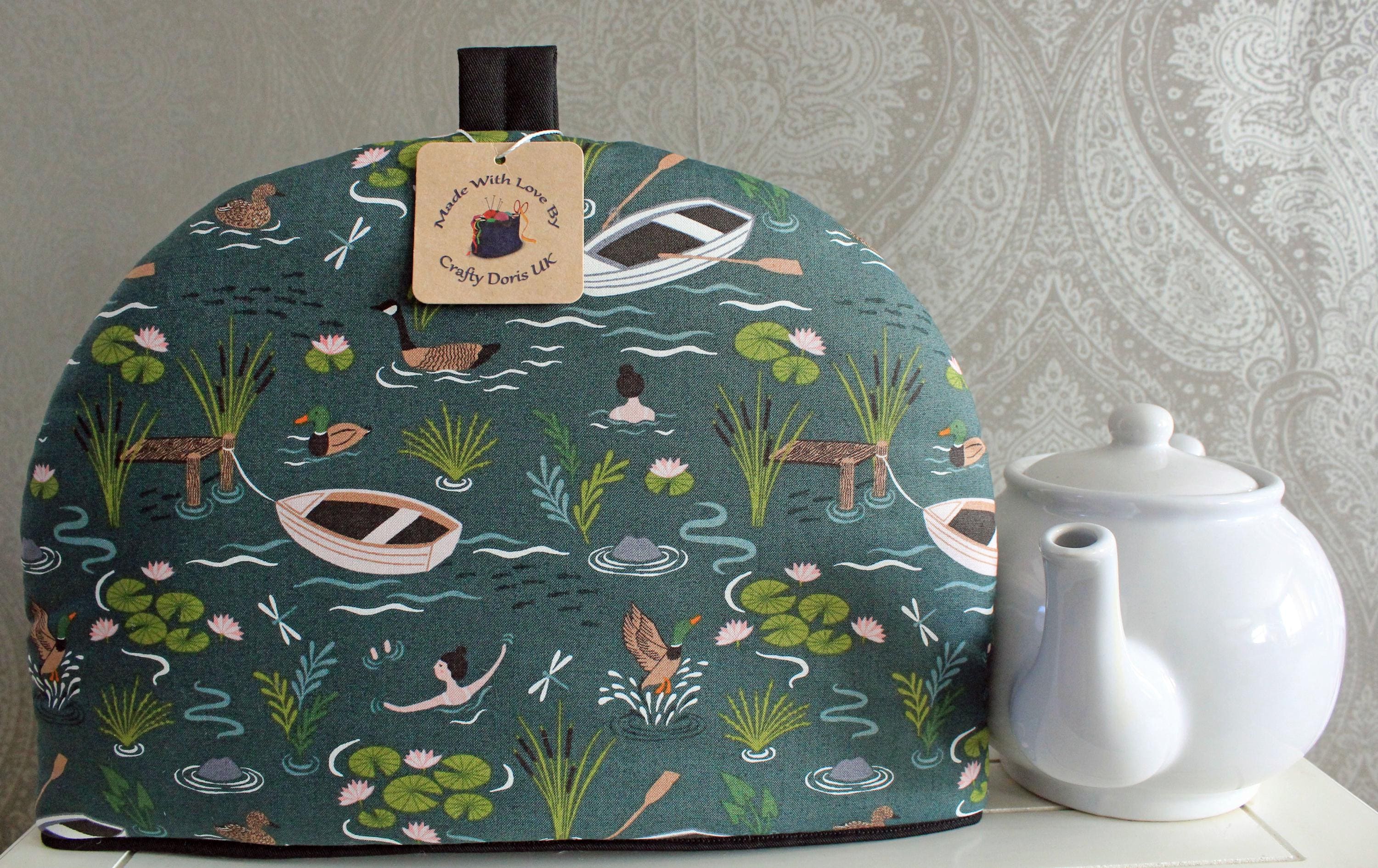Handmade Cotton Tea Cosy: Peacock & Flower Design