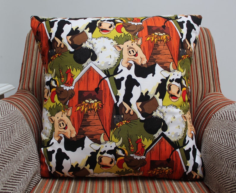 Farm Animals Cushion Cover Farm Animals Cushion Cow Pig Etsy
