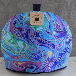 Tea Cosy à imprimé marbré : couvre-théière en coton fait main