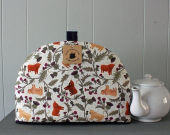 Highland Cow Tea Cozy: Skotskt tistel blommigt bomullsöverdrag för tekanna