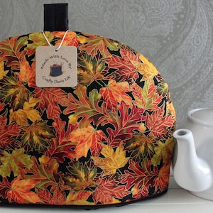Tea cosy for teapot, tea cosy, autumn leaves tea cosy, fall foliage tea cosy, golden leaves, maple leaves, three sizes Small, Medium, Large