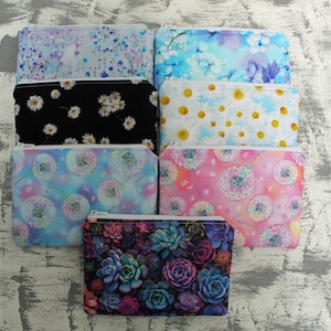 Trousse de maquillage fleurie, petite trousse à cosmétiques pissenlits succulentes, marguerite, porte-monnaie en fleurs, pochette zippée