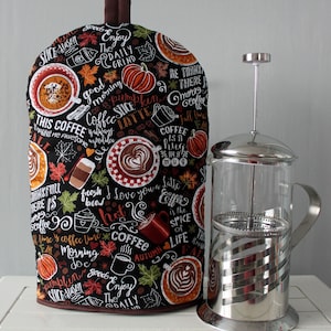 Cafetière à piston Cosy, tasses à café isothermes, citrouilles et mots Cafetière Cosy, deux tailles disponibles