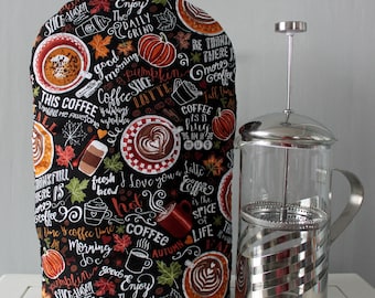 Pumpkin Coffee Cup French Press Cozy: Insulated Cotton Cafetiere Cover
