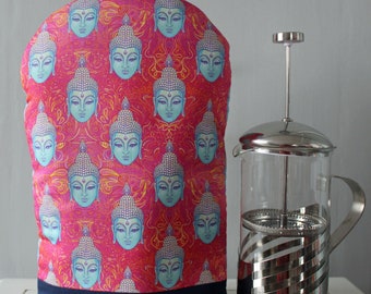 French Press Cafetiere Cosy, Insulated Buddha Heads Cafetiere Cosy, two sizes available