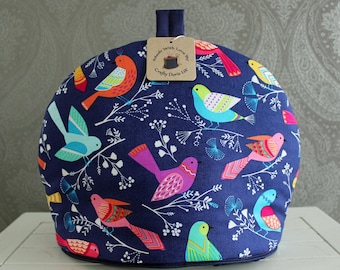 Handmade Cotton Tea Cosy: Garden Birds Insulated Cover
