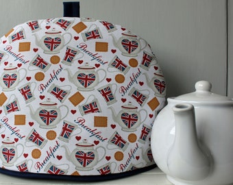 Insulated tea cosy, coronation, Union Jack, tea pots, tea cups, biscuits, garden party, street party, tea party