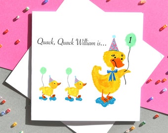 Duck 1st Birthday card