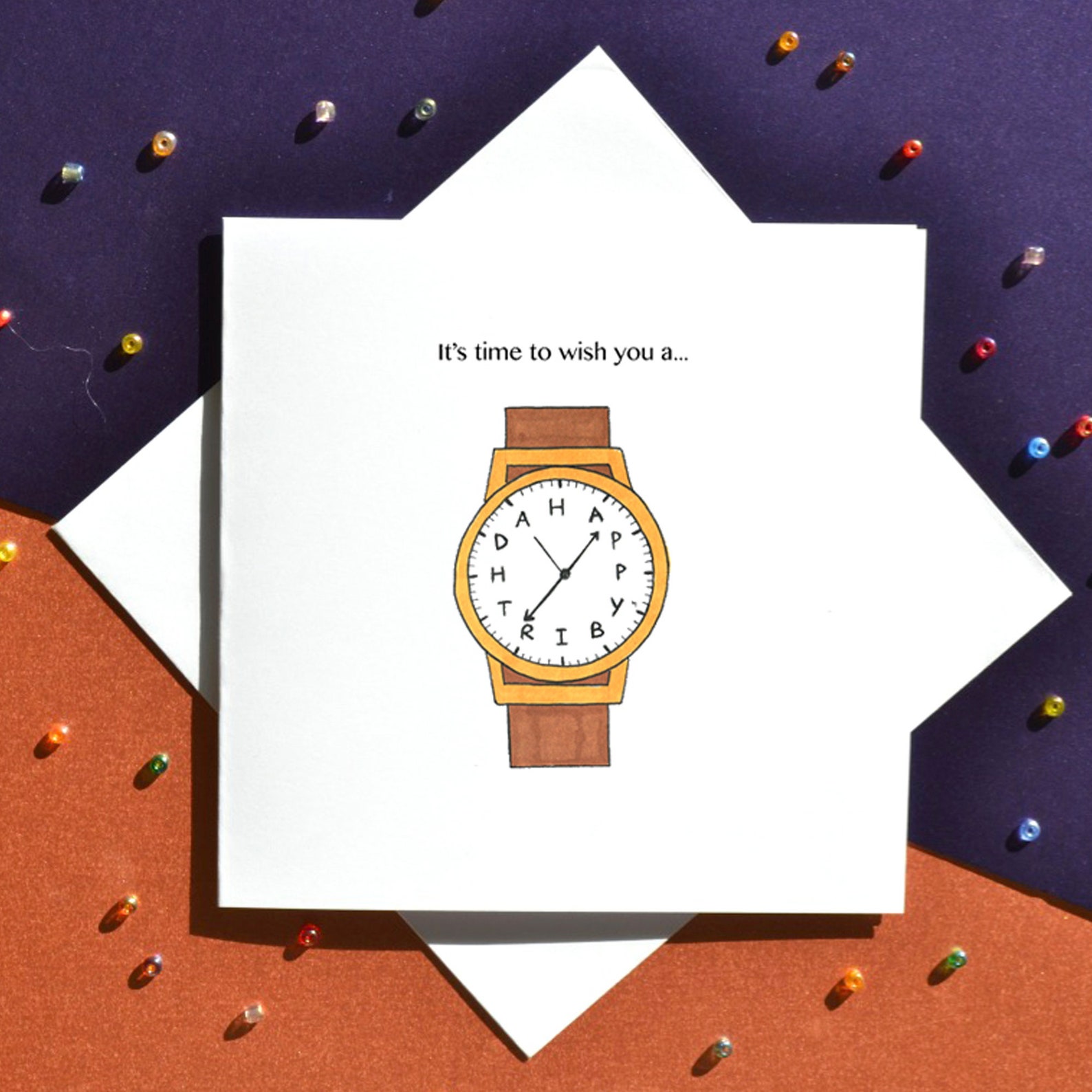 Stylish birthday watch card | Etsy