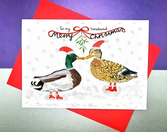 Duck couple Christmas love card