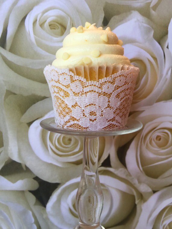 White REAL LACE Cupcake Wrappers cupcake liners wedding Etsy