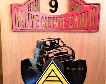 Décoration murale support bois Rallye Monte Carlo 1981 Jean Ragnotti Renault turbo 2