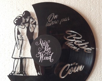 Décoration murale / horloge dans un vrai disque vinyle 33 Tours - Dirty dancing Patrick swayze, Jennifer Grey