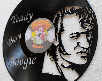 Décoration murale ou horloge de Crazy Cavan, rock'n'roll, ted, teddy boy, rockabilly dans un disque vinyle 33 tours