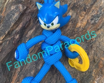 Llavero de paracord de SONIC THE HEDGEHOG, llavero de uso diario, llavero de compañero motero de Sega, minifigura de Lego, llavero de Sonic, tirador de cremallera