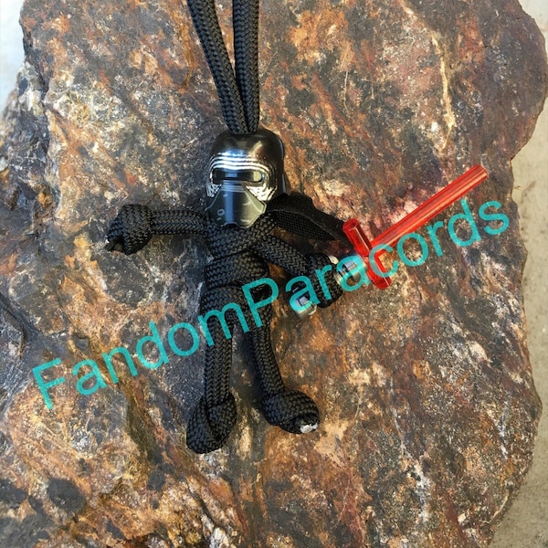 KYLO REN Paracord Keychain, Everyday Carry Keyring, Biker Buddy Accessory, Lego Minifigure, Zipper Pull, Star Wars Keychain