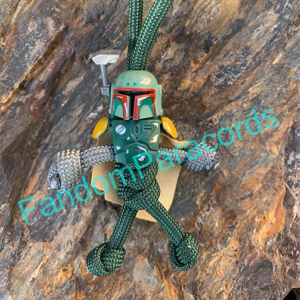 BOBA FETT Paracord Keychain, Everyday Carry Keyring, Biker Buddy Accessory, Lego Minifigure, Zipper Pull, Star Wars Keychain Gift