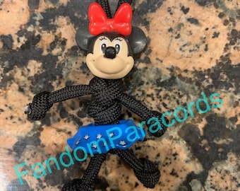 Llavero de paracord de MINNIE MOUSE, llavero para llevar a diario, llavero de amigo motociclista, minifigura de Lego, tirador de cremallera, llavero de Disney, Mickey Mouse