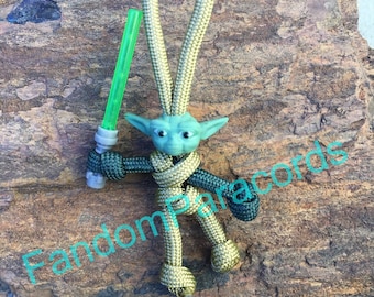 Llavero de paracord de YODA, accesorio EDC de uso diario, cordón de Star Wars, llavero de amigo motociclista, dijes de mochila de dibujos animados nerd, tirador de cremallera