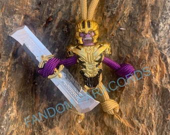 Llavero de paracord de THANOS, llavero para llevar a diario, llavero de compañero motero, minifigura de Lego, tirador de cremallera, llavero de superhéroe, llavero de Marvel